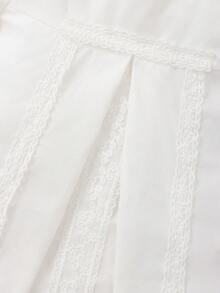 SHEIN 2pcs Baby Girls' Elegant And  Lace Frill Puff Sleeve Dress With Hat, Versatile - White - View 6