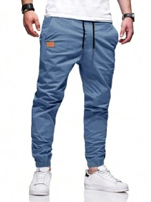 Manfinity Homme Men's Casual Jogger Pants With Waist Drawstring And Elastic Cuffs - Multicolor - View 3