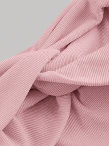 SHEIN MOD 女式纯色简约扭纹夏季上衣 - 粉色 - 查看 3