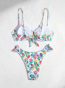 Swim Vcay Women's Summer Beach Floral Print Ruffle Sexy Bikini Set - Multicolor - View 7