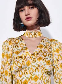 Maija 女士時尚隨機印花長袖襯衫 - 紫色 - 查看 7