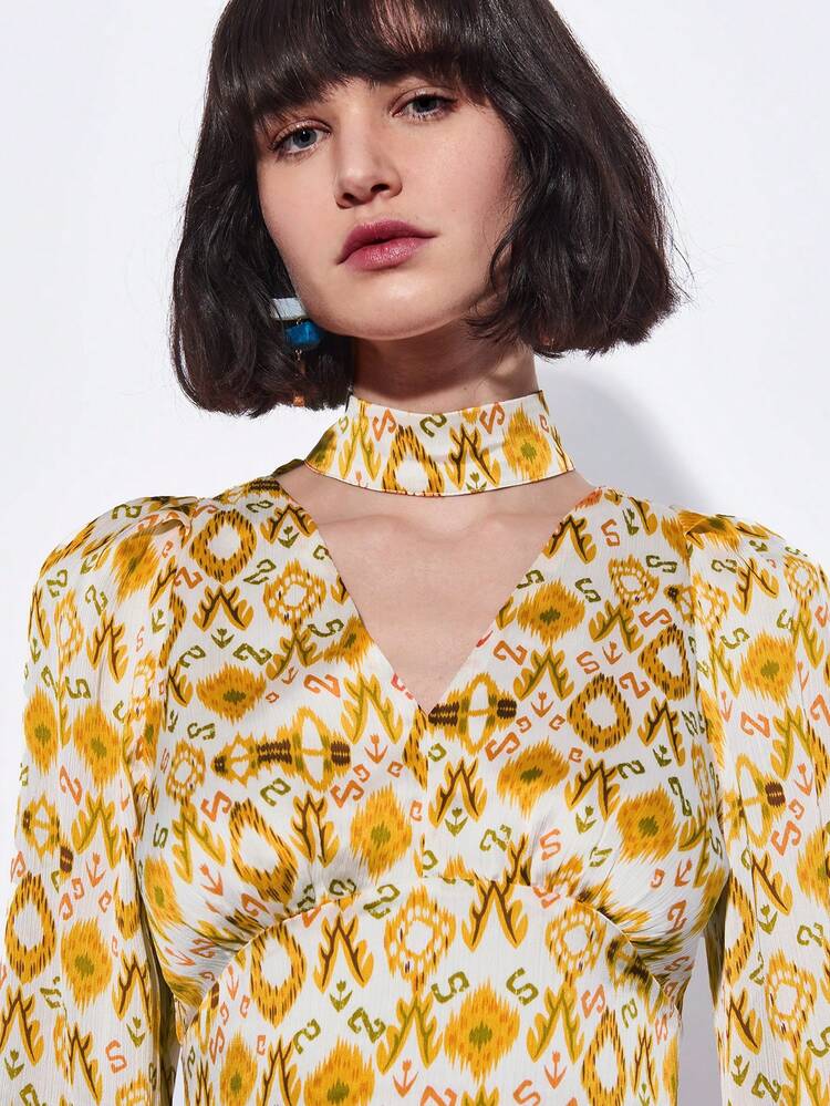 SHEIN Maija Women's Stylish Random Printed Long Sleeve Shirt