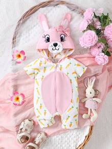 SHEIN Baby Girl Cute Bunny Style Outfit - Pink - View 1