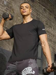 Gym Rark Boyfriend Style Men's Fashionable Simple Thin Breathable Quick-Drying Sports T-Shirt - Black - View 7
