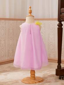 SHEIN Baby Girl Cute And Fashionable Big Bowknot Mesh Dress For Spring/Summer - Multicolor - View 5