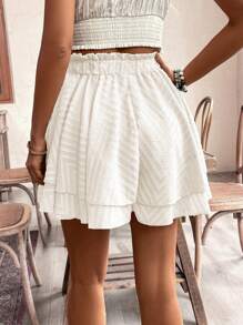 SHEIN Frenchy Quần short ren chữ A thời trang và ngọt ngào cho nữ Quần short bướm Quần short xếp nếp Quần mùa hè Quần mùa hè Quần short bồng bềnh Quần short thắt nơ ở eo - Màu be - Xem 4