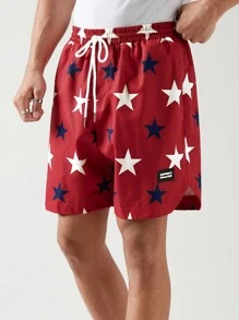 Manfinity VCAY Zomer geweven casual short voor heren met trekkoord en sterrenprint