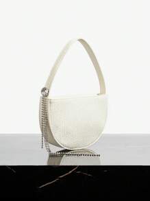 SHEIN SXY Bolso de mano medio redondo para mujer, adecuado para uso diario - Blanco - Ver 1