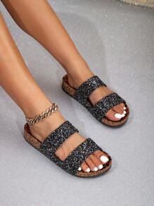 青少年时尚舒适软底平底拖鞋