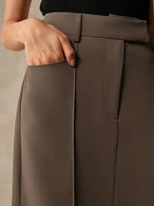 Anewsta Falda larga estrecha tejida de color verde militar de moda para atuendos de mujer en carreras - Verde militar - Ver 2