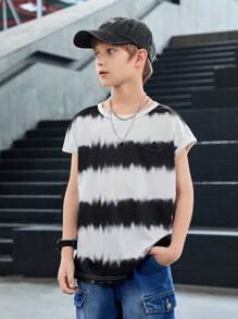 SHEIN 1件装青少年男童宽松无袖背心，清凉时尚青少年男童夏季上衣 - 白色 - 查看 5