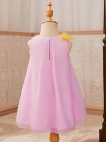 SHEIN Baby Girl Cute And Fashionable Big Bowknot Mesh Dress For Spring/Summer - Multicolor - View 2