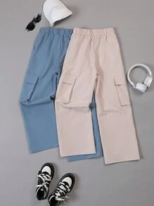 2pcs Tween Boy Casual Multi-Colored Sports & Outdoor Pants Set - Multicolor - View 2