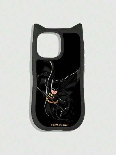 Batman X ROMWE 3D Silikon-Handy-Hülle mit gedrucktem Anime-Helden-Charakter fliegendem schwarzen Alien, kompatibel mit den Modellen iPhone 12, 13, 14 und anderen Modellen