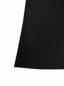 SHEIN LUNE Robe estivale extensible pour dames, encolure carrée ondulée, manches courtes avec empiècement en dentelle ajourée