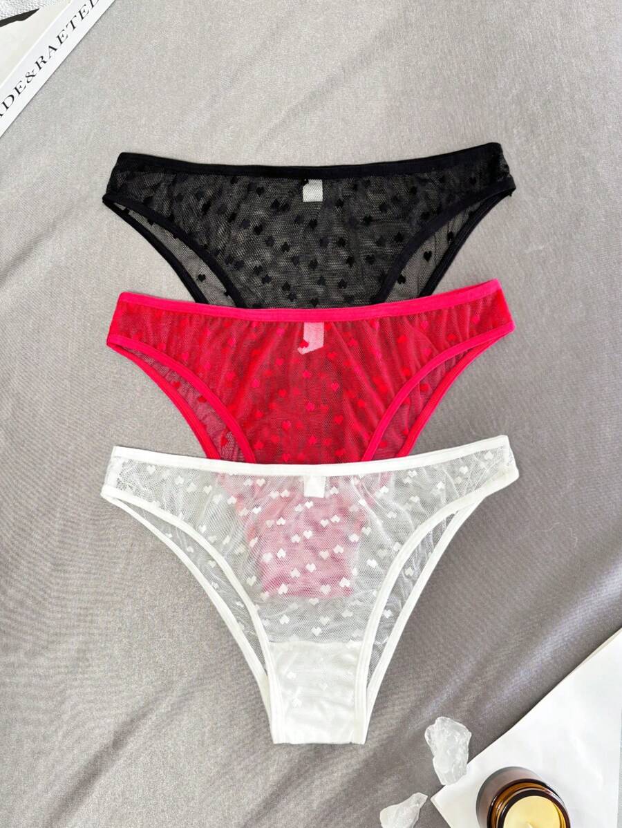 女士蕾絲三角褲底內衣（3入組） - 彩色 - 查看 1