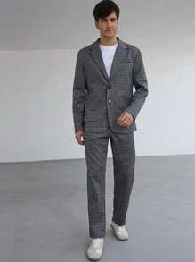 Manfinity Mode Men's Solid Color Simple Daily Suit Set