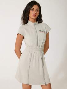 GAWX Artist Casual Stand Collar Loose Fit Cinched Waist Women's Summer Dress, Holiday, Party, Vacation Outfit, Birthday Outfits, Beach, Festival, Ibiza Fits, Western Wear