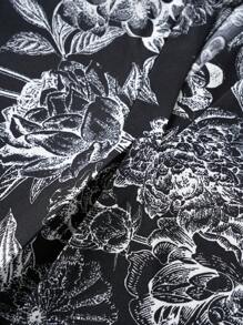 SHEIN Clasi Đầm dài tay dài in hoa ngẫu nhiên dành cho nữ - màu đen - Xem 6