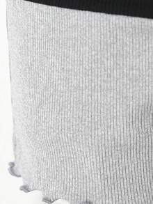 Legging curta casual com contraste de cores e design conciso, para adolescentes - Multicolorido - Visão 3