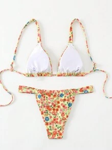 Swim Mod Women's Summer Beach Floral Print Sexy Bikini Set, Random Print - Multicolor - View 2