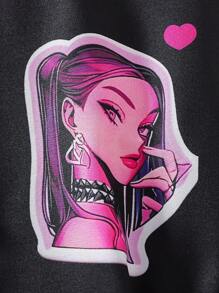 Tween Girl Fashion Printed Patchwork Notched Collar Dress - Multicolor - View 6