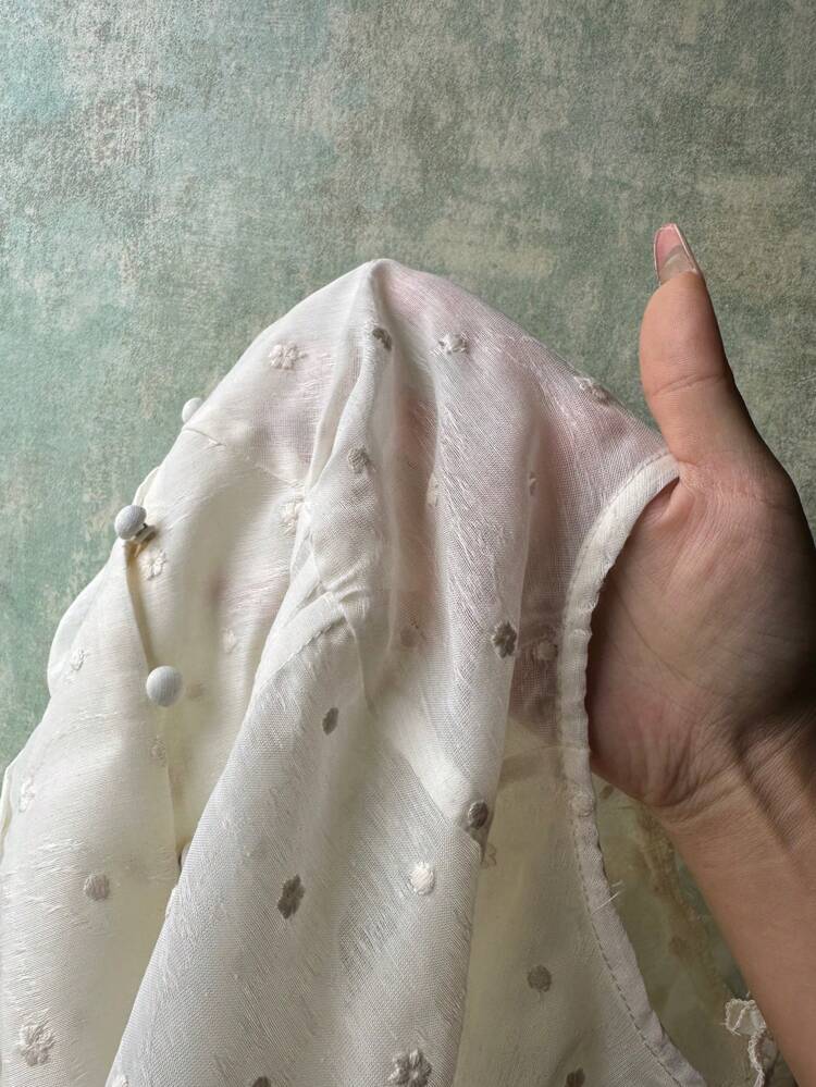 Summer Casual Solid Color Puff Sleeve Shirt With Ruffle And Embroidery Decoration