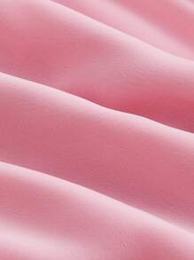 SHEIN MOD 粉色多層不對稱下擺腰間束緊細肩帶短款雪紡女裙，飄動絲帶，夏季派對，飄逸感 - 粉色 - 查看 3