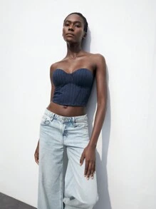 Maija Women Back To School Simple Striped Tank Top - Navy Blue - View 1