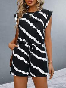 SHEIN LUNE Women's Color Block Simple Daily Jumpsuit - Black - View 3