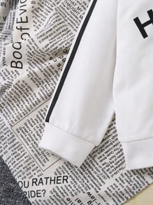 SHEIN Bộ áo và váy in chữ theo phong cách đại học thường ngày dành cho các cô gái trẻ - Xám - Xem 5