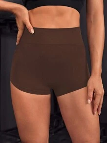 SHEIN Sport Studio Women's Solid Color High Waist Ruched Sports ShortsWomen Sweat Short, Gym Short, Biker Short