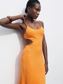 Maija Women's Summer Plain Sleeveless Bodycon Dress With Backless Design And Slit - Yellow - View 6