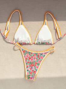 Swim Mod Women's Summer Beach Floral Print Sexy Bikini Set, Random Print - Multicolor - View 3