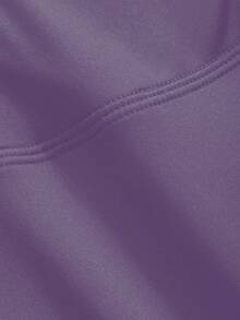 DAZY Quần legging nữ màu trơn bất đối xứng tập luyện hàng ngày Quần legging thông thường - Màu tím  Violet - Xem 3