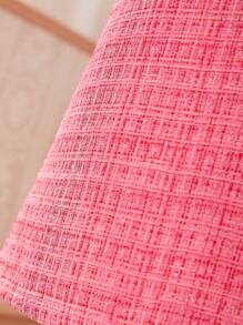 SHEIN Girls Elegant Ruffle Trim Collared Sleeveless Tweed Dress, Refined Lady Style, Summer Back To School Season - Pink - View 3