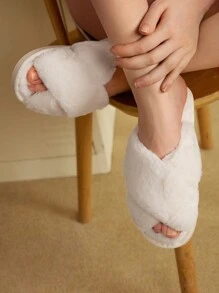 Cuccoo Dép lông đi trong nhà ấm áp màu trắng thời trang và thoải mái cho phụ nữ cho kỳ nghỉ hè Giày giảm giá mùa hè Giáng sinh Thu Năm mới Ngày lễ - trắng - Xem 6