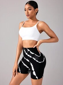 Easithlete Shorts deportivos sin costuras blancos/negros, shorts de ciclista