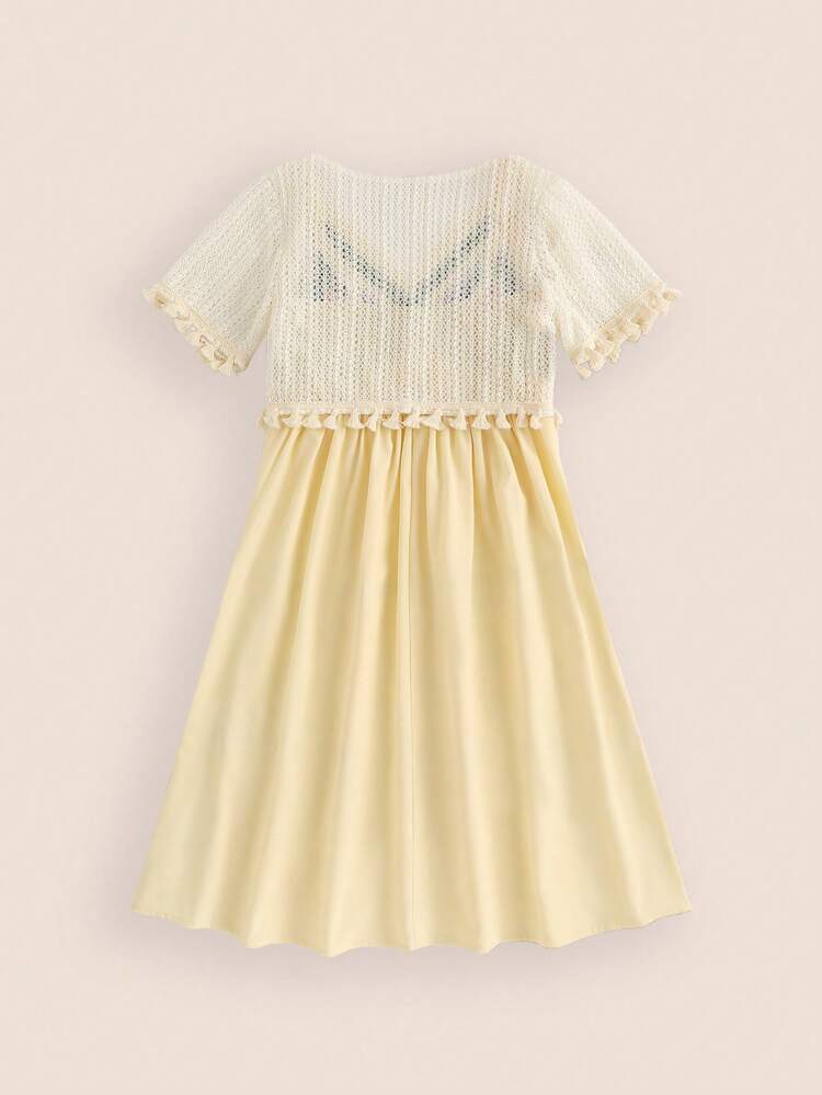 Tween Girl 2pcs Knitted Top Casual Blue Spaghetti Strap Dress Set