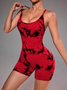 Core Rhythm Women's Tie-Dye Yoga Camisole Romper For Chinese New Year - Red - View 7