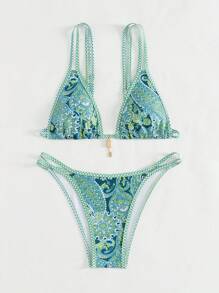 Swim Vcay 女性夏季沙灘花卉印花性感比基尼套裝 - 彩色 - 查看 5