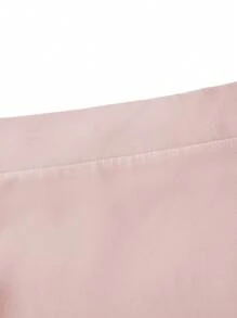 Mulvari Plus Size Solid Color Casual Holiday Style Skirt With Belt - Dusty Pink - View 3