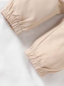 SHEIN Baby Girl Simple Printed Short Sleeve Top And Solid Color Long Pants Set - Hot Pink - View 8