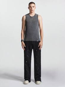 Chillumni Männer Tinte Muster gerade und lockere Passform lässige Jeans