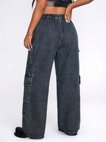 Pantalones de trabajo de mezclilla lavada de talla grande