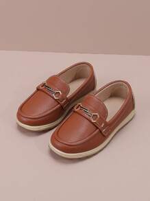 Kids' Brown Fashionable Simple Slip-On Casual Loafers - Brown - View 1