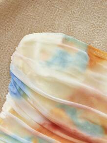 SHEIN VCAY Áo thun ngắn tay đan lưới ngắn in hình kỳ nghỉ Slim Fit dành cho nữ - Nhiều màu - Xem 4