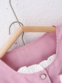 Conjunto de camiseta de niña preadolescente con moño y falda con volantes, femenino y dulce, para primavera/verano