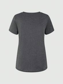 SHEIN LUNE Women's Casual Short Sleeve Buttoned T-Shirt For Summer