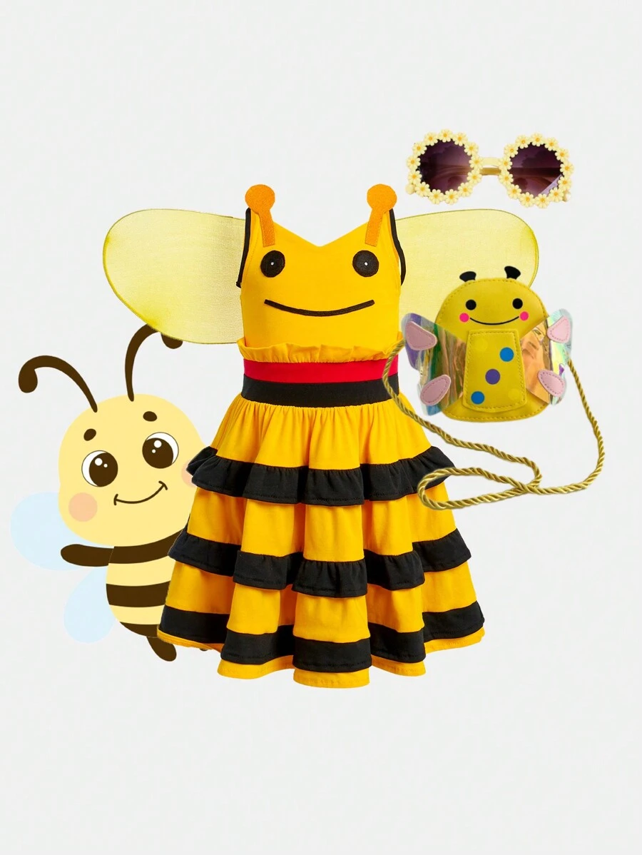 SHEIN 嬰兒女寶寶蜜蜂造型連帶裙，適合拍照，春夏季節佳品